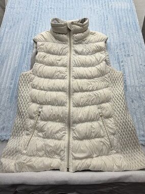 Calvin Klein Cream Quilted Puffer Vest - Zip Front
